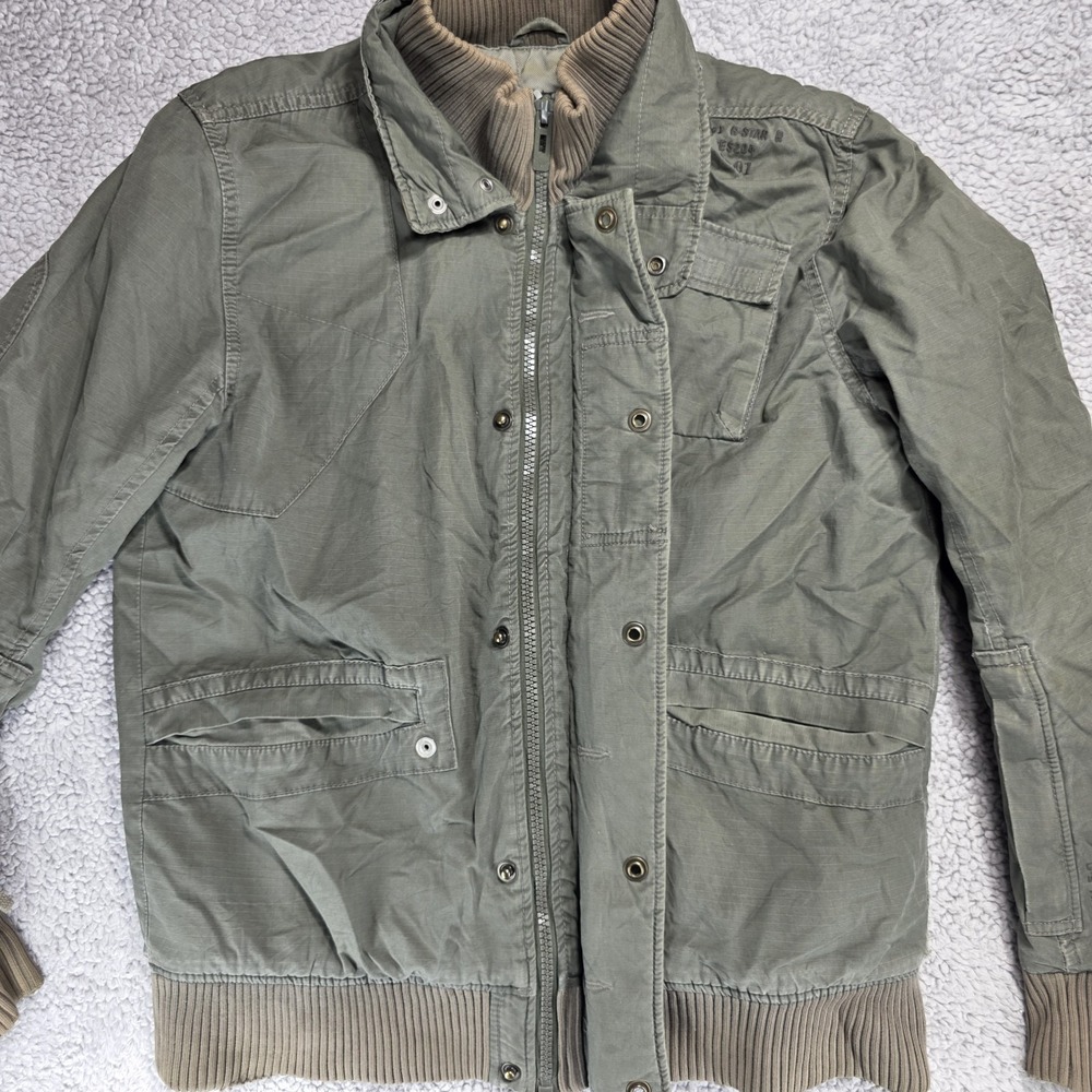 G-star Raw Military Army Utility Tactical Jacket Green Mens Xl Zippers SEE DESC‎
